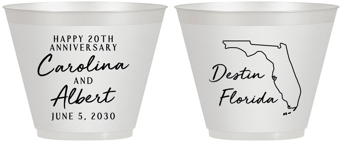 Custom Anniversary 9 oz Wine Frosted Cups - 20th Wedding | 80031