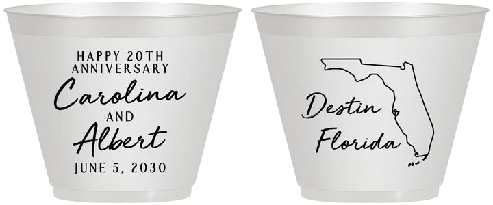 Custom Anniversary 9 oz Wine Frosted Cups - 20th Wedding | 80031