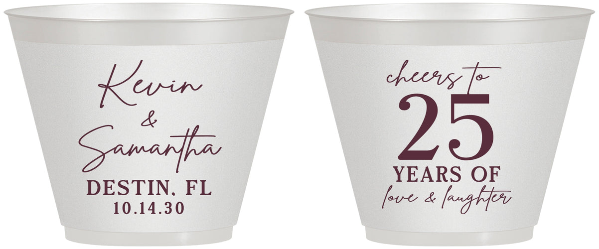Custom Anniversary 9 oz Wine Frosted Cups - 25 Years Of Marriage | 80032