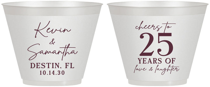 Custom Anniversary 9 oz Wine Frosted Cups - 25 Years Of Marriage | 80032