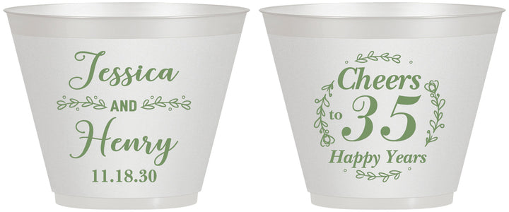 Custom Anniversary 9 oz Wine Frosted Cups - Cheers To 35 Years | 80034
