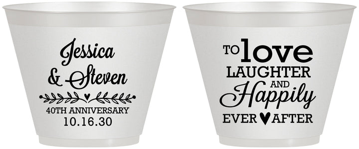 Custom Anniversary 9 oz Wine Frosted Cups - 40th Wedding | 80035