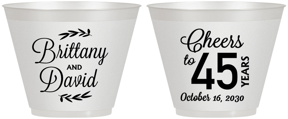 Custom Anniversary 9 oz Wine Frosted Cups - Cheers To 45 Years | 80036