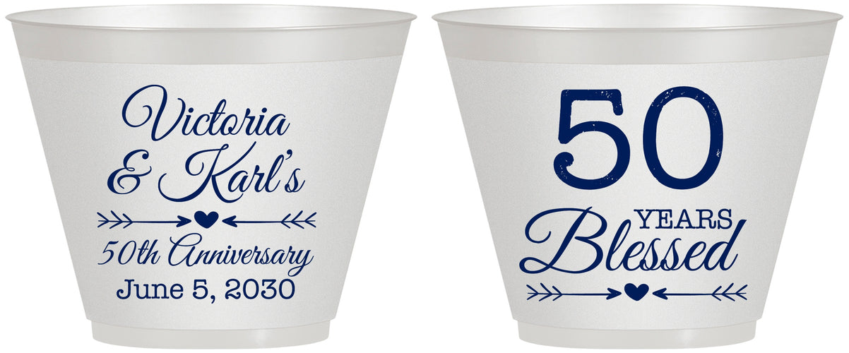 Custom Anniversary 9 oz Wine Frosted Cups - 50 Years Blessed | 80037