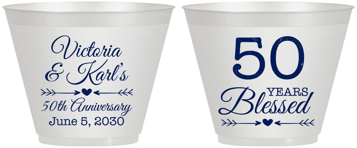 Custom Anniversary 9 oz Wine Frosted Cups - 50 Years Blessed | 80037