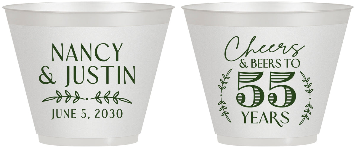 Custom Anniversary 9 oz Wine Frosted Cups - Cheers To 55 Years | 80038