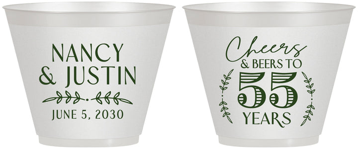 Custom Anniversary 9 oz Wine Frosted Cups - Cheers To 55 Years | 80038