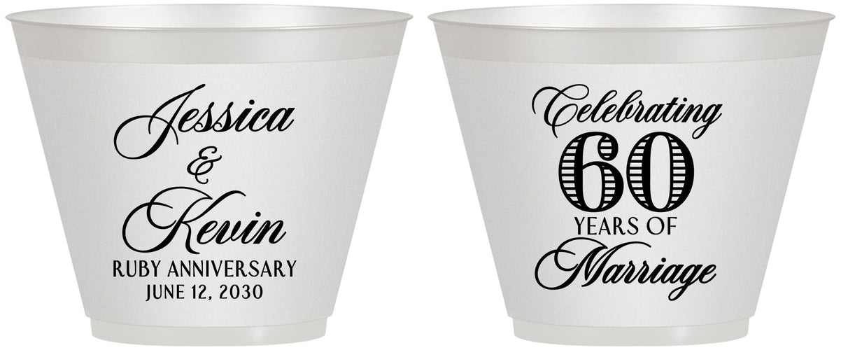 Custom Anniversary 9 oz Wine Frosted Cups - 60 Years Of Marriage | 80039