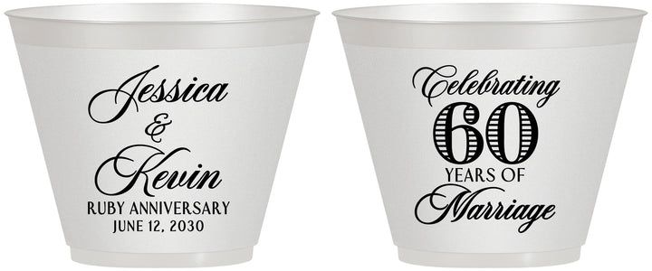 Custom Anniversary 9 oz Wine Frosted Cups - 60 Years Of Marriage | 80039
