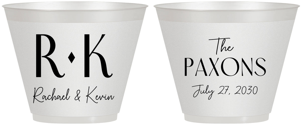 Custom Wedding 9 oz Wine Frosted Cups - Two Letter Monogram | 802
