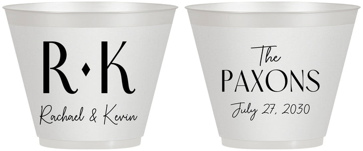Custom Wedding 9 oz Wine Frosted Cups - Two Letter Monogram | 802