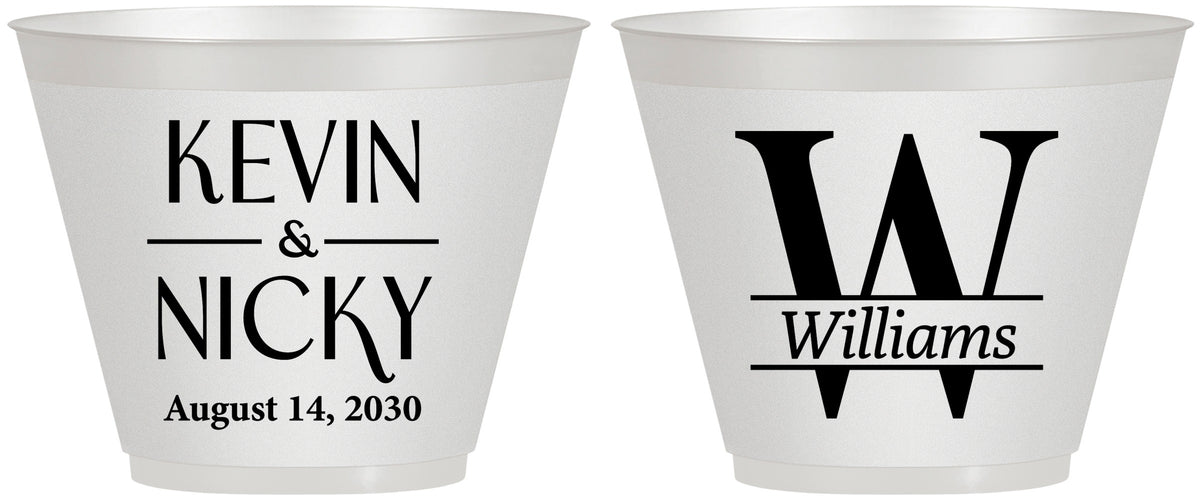 Custom Wedding 9 oz Wine Frosted Cups - Monogram | 806