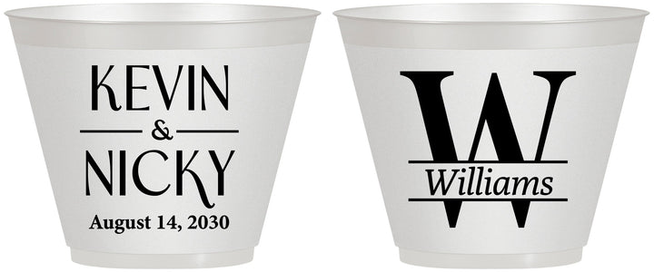 Custom Wedding 9 oz Wine Frosted Cups - Monogram | 806