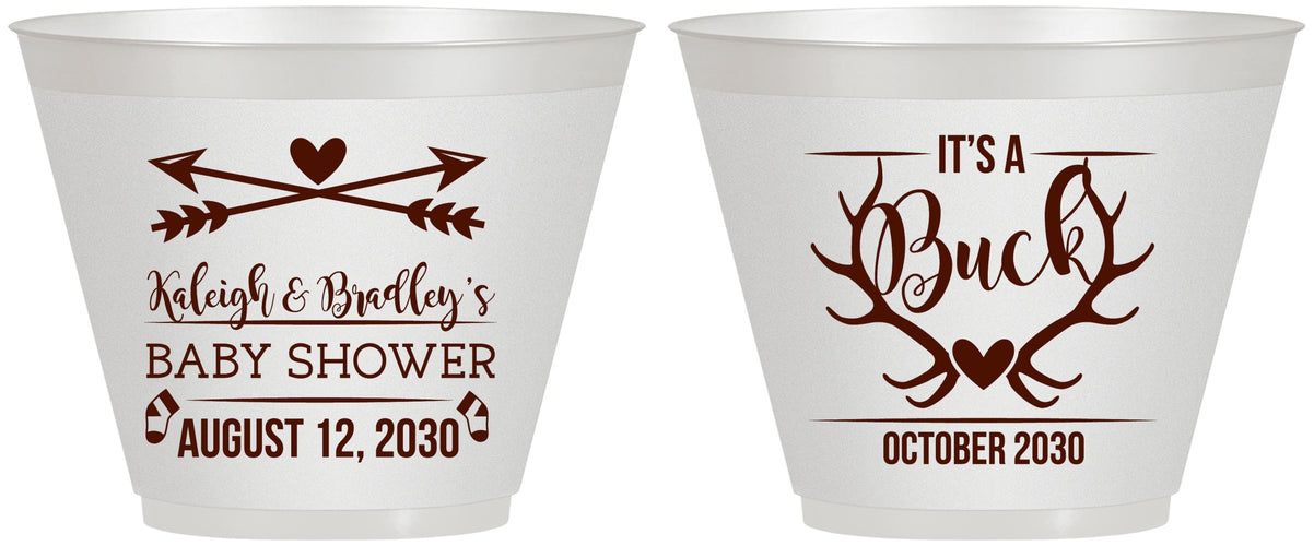 Custom Baby Shower 9 oz Wine Frosted Cups - It’s A Buck Antler | 90000