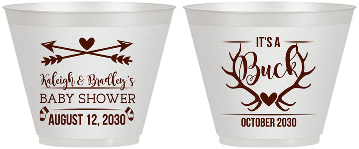 Custom Baby Shower 9 oz Wine Frosted Cups - It’s A Buck Antler | 90000