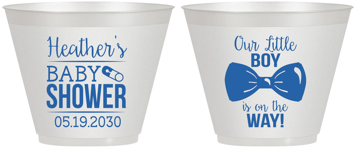 Custom Baby Shower 9 oz Wine Frosted Cups - Little Boy Is On The Way | 90005