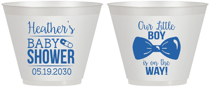 Custom Baby Shower 9 oz Wine Frosted Cups - Little Boy Is On The Way | 90005