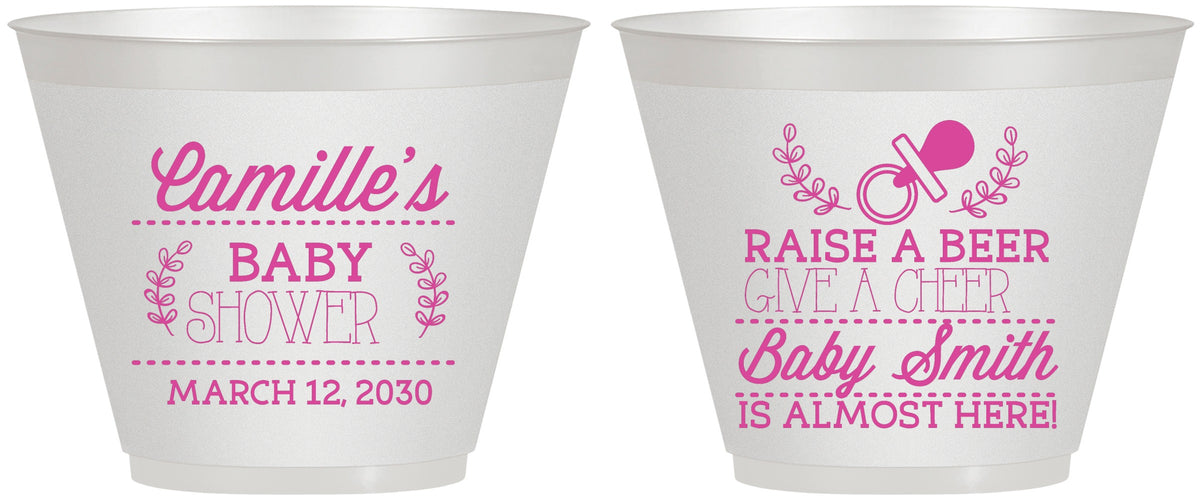 Custom Baby Shower 9 oz Wine Frosted Cups - Raise A Beer | 90008