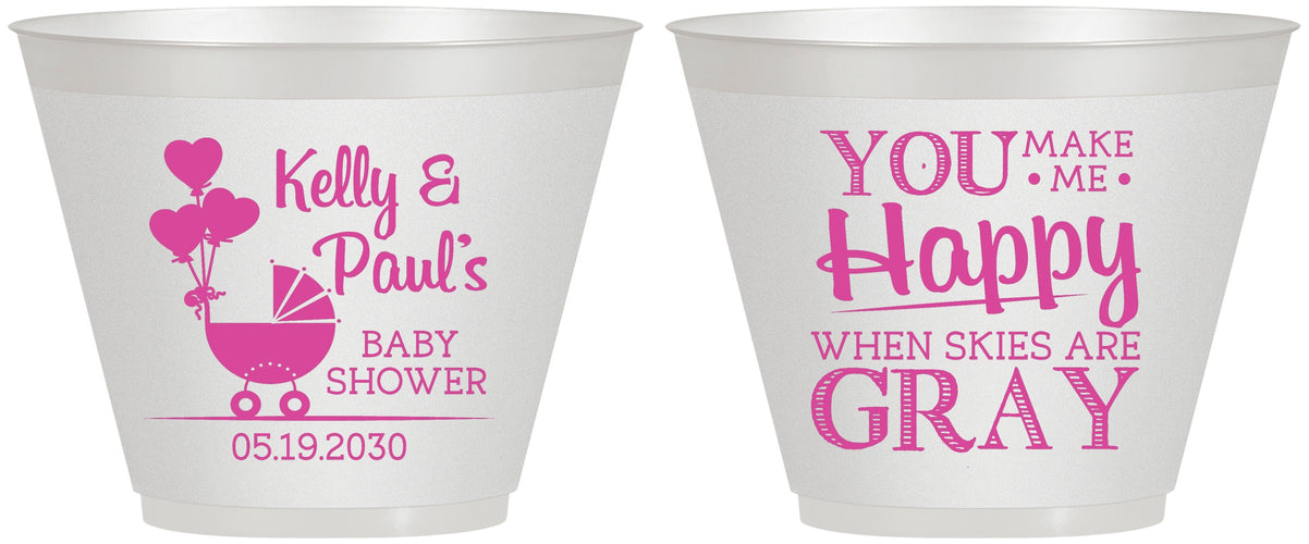 Custom Baby Shower 9 oz Wine Frosted Cups - You Make Me Happy | 90010