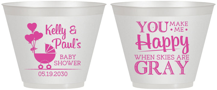 Custom Baby Shower 9 oz Wine Frosted Cups - You Make Me Happy | 90010
