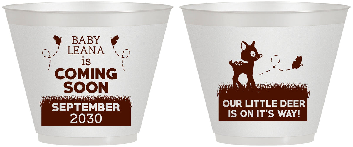 Custom Baby Shower 9 oz Wine Frosted Cups - Little Deer On The Way | 90011