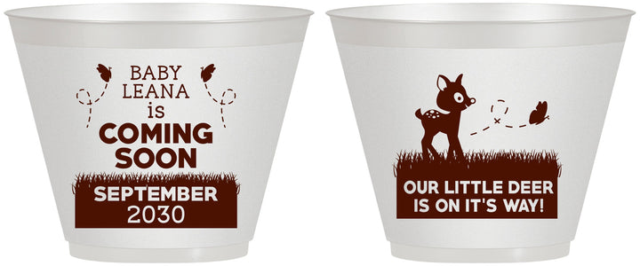 Custom Baby Shower 9 oz Wine Frosted Cups - Little Deer On The Way | 90011