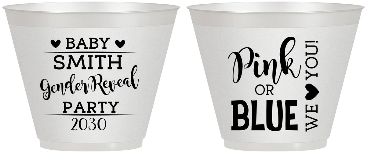 Custom Baby Shower 9 oz Wine Frosted Cups - Gender Reveal Pink Or Blue | 90012