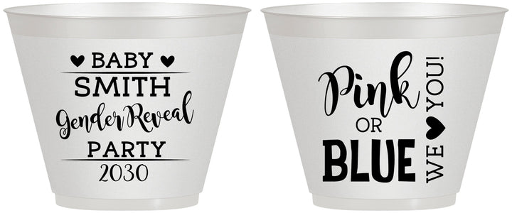 Custom Baby Shower 9 oz Wine Frosted Cups - Gender Reveal Pink Or Blue | 90012