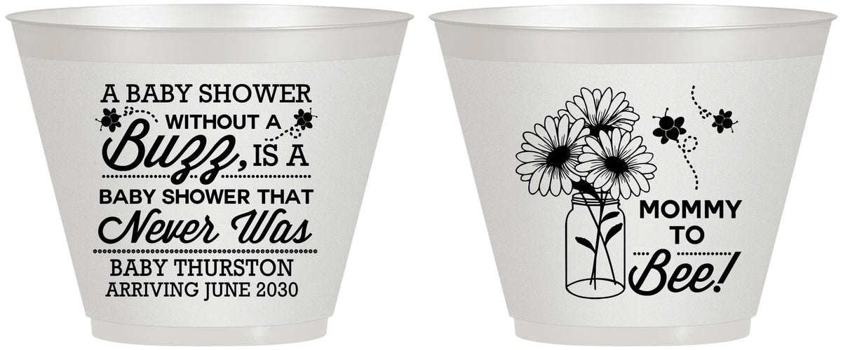 Custom Baby Shower 9 oz Wine Frosted Cups - Mommy To Bee | 90016