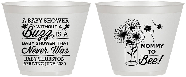 Custom Baby Shower 9 oz Wine Frosted Cups - Mommy To Bee | 90016
