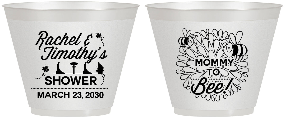 Custom Baby Shower 9 oz Wine Frosted Cups - Mommy To Bee | 90017