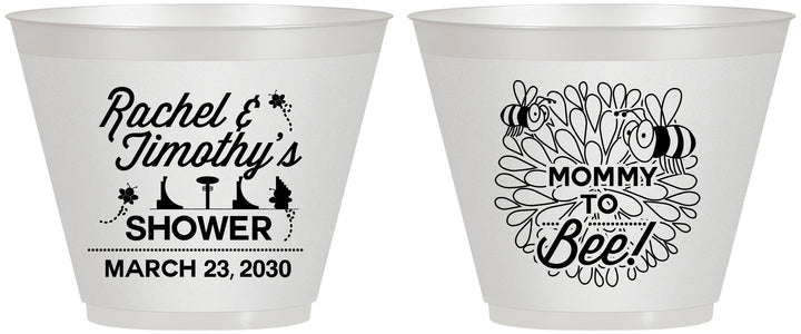 Custom Baby Shower 9 oz Wine Frosted Cups - Mommy To Bee | 90017