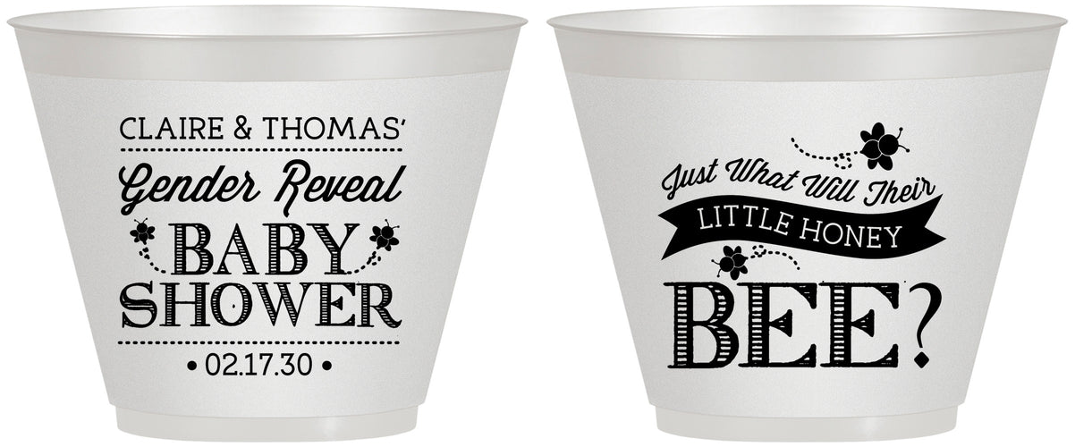 Custom Baby Shower 9 oz Wine Frosted Cups - Little Honey Bee | 90018