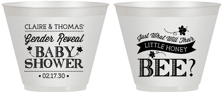 Custom Baby Shower 9 oz Wine Frosted Cups - Little Honey Bee | 90018