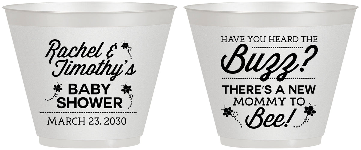 Custom Baby Shower 9 oz Wine Frosted Cups - Mommy To Bee | 90019