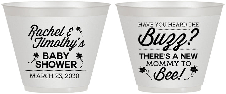 Custom Baby Shower 9 oz Wine Frosted Cups - Mommy To Bee | 90019