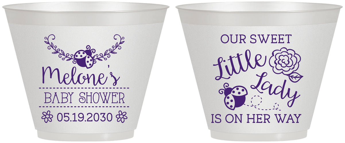 Custom Baby Shower 9 oz Wine Frosted Cups - Little Lady On The Way | 90021