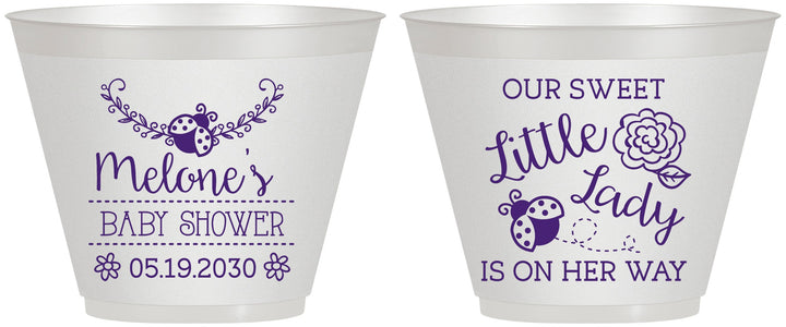 Custom Baby Shower 9 oz Wine Frosted Cups - Little Lady On The Way | 90021