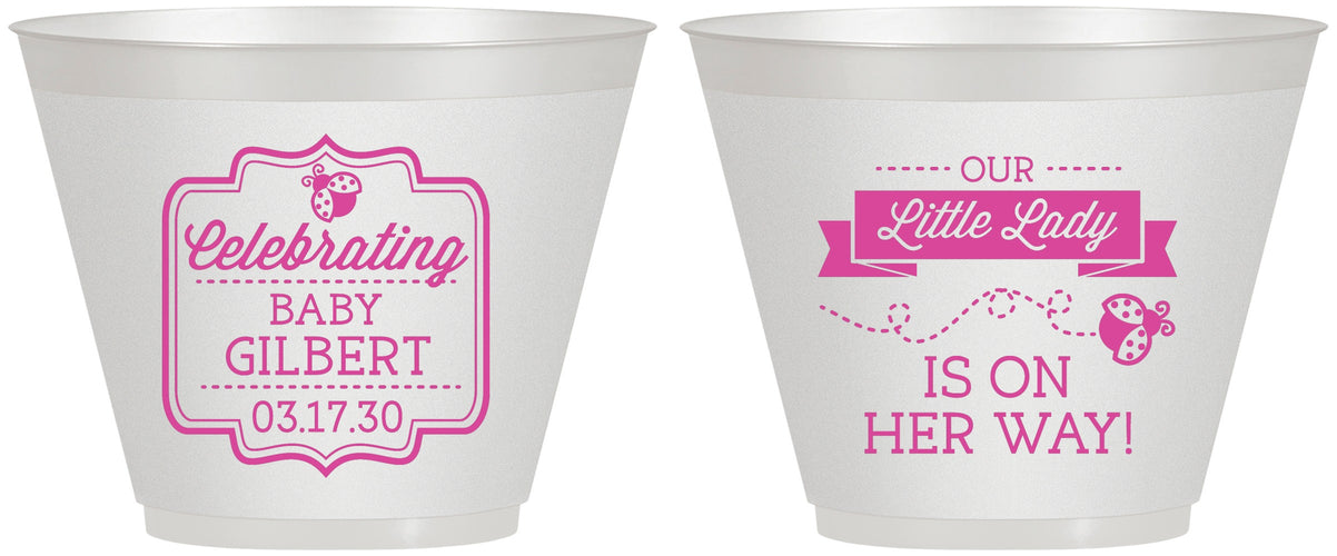 Custom Baby Shower 9 oz Wine Frosted Cups - Little Lady On The Way | 90022
