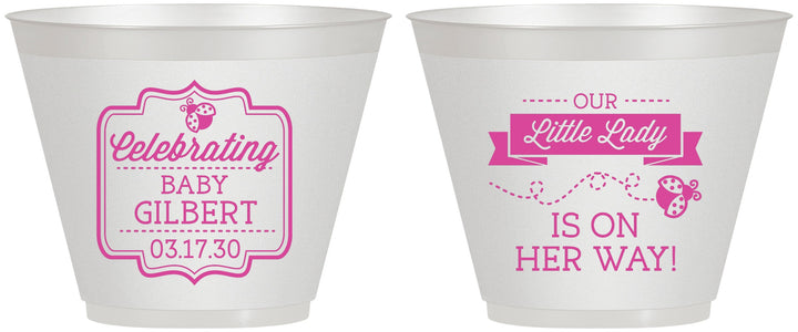 Custom Baby Shower 9 oz Wine Frosted Cups - Little Lady On The Way | 90022