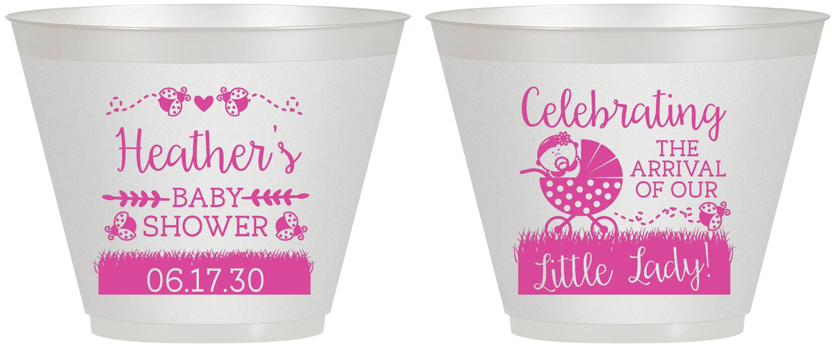 Custom Baby Shower 9 oz Wine Frosted Cups - Little Lady On The Way | 90023