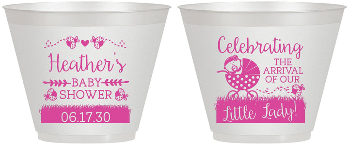 Custom Baby Shower 9 oz Wine Frosted Cups - Little Lady On The Way | 90023
