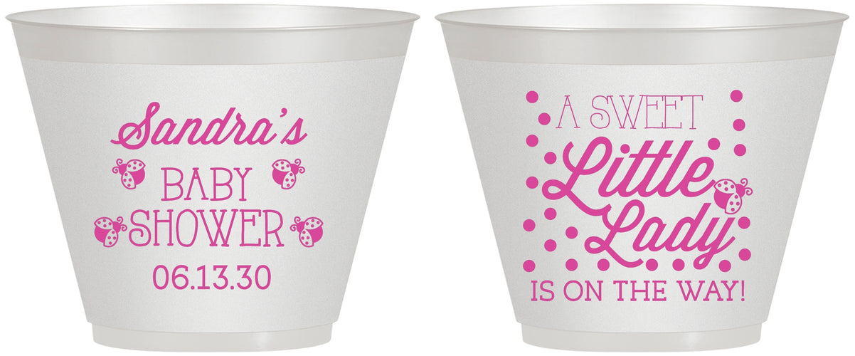 Custom Baby Shower 9 oz Wine Frosted Cups - Sweet Little Lady | 90024