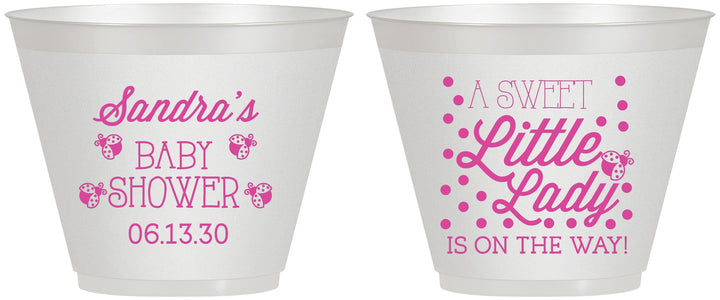 Custom Baby Shower 9 oz Wine Frosted Cups - Sweet Little Lady | 90024