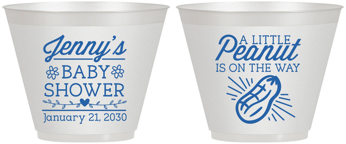Custom Baby Shower 9 oz Wine Frosted Cups - Peanut On The Way | 90025
