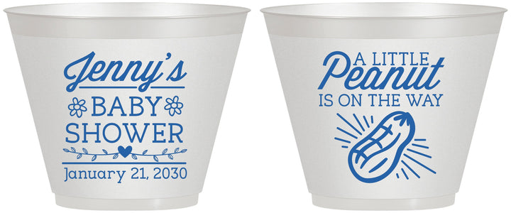 Custom Baby Shower 9 oz Wine Frosted Cups - Peanut On The Way | 90025