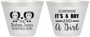 Custom Baby Shower 9 oz Wine Frosted Cups - Twins Boy And Girl | 90026