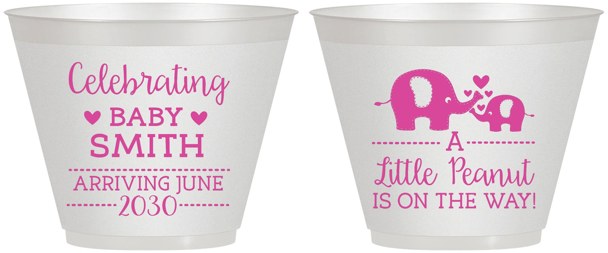 Custom Baby Shower 9 oz Wine Frosted Cups - Peanut On The Way | 90027