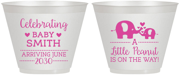Custom Baby Shower 9 oz Wine Frosted Cups - Peanut On The Way | 90027