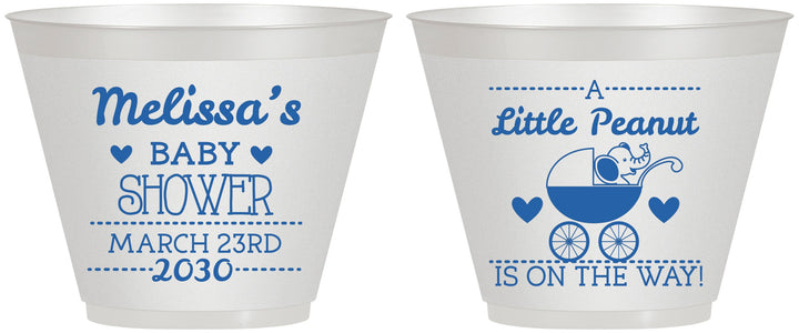 Custom Baby Shower 9 oz Wine Frosted Cups - Peanut On The Way | 90028